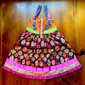 Matilda Jane fall pattern dress w/ pockets. Size 8